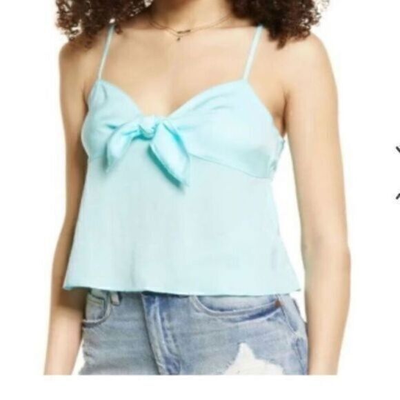 Nordstrom Bp Bow Detail Top Cami Teal Blue Paradise Large NWT - Picture 1 of 8